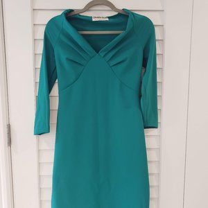La Petite Robe di Chiara Boni Ruched Ponte Green Cocktail Dress, size 44